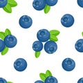 Blueberries seamless pattern. Berries texture. Dessert wallpaper. Blueberries vector background Royalty Free Stock Photo