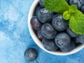 Blueberries in spoon on dark background