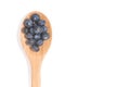 Blueberries into a spoon