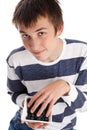 Blueberries superfood - boy eating blueberries Royalty Free Stock Photo