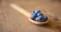 Blueberries on a wooden spoon