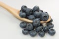 Blueberries in wooden spoon on white background Royalty Free Stock Photo