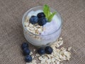 Blueberries-yogurt healthy diet concept.