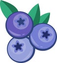 Blueberry cartoon. Set of fresh blueberries vector icon logo. Forest berry. Healthy lifestyle