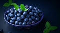 Blueberry antioxidant organic superfood in a bowl concept for healthy eating. generative ai