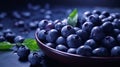 Blueberry antioxidant organic superfood in a bowl concept for healthy eating. generative ai