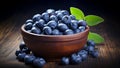 Blueberry antioxidant organic superfood in a bowl concept for healthy eating. generative ai