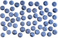 Blueberry antioxidant organic superfood. Fresh blueberries layout isolated on white. Macro texture of fresh blueberry berries