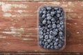 Blueberry antioxidant organic superfood in a plastic container concept for healthy eating and nutrition. Concept for healthy Royalty Free Stock Photo