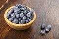 Blueberry antioxidant organic superfood in a wood bowl concept for healthy eating and nutrition Royalty Free Stock Photo
