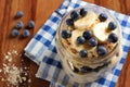 Blueberry and banana breakfast oatmeal in mason jar Royalty Free Stock Photo