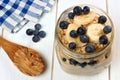 Blueberry and banana overnight oatmeal in mason jar