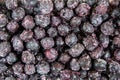 Blueberry berries are quick-frozen dark blue with white frost, useful products