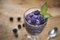 Blueberry and blackberry home made food smoothie icecream