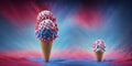 Two tasty ice creams for a beautiful party. ai generated