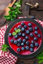 Blueberry cake with fresh berries and marmalade, cheesecake Royalty Free Stock Photo