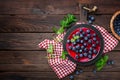 Blueberry cake with fresh berries and marmalade, cheesecake Royalty Free Stock Photo