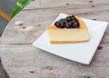 Blueberry cheese cake in white square dish Royalty Free Stock Photo