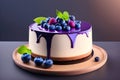 Blueberry cheesecake illustration. AI generated