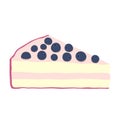 Blueberry cheesecake illustration in flat style. Isolated cake berries.