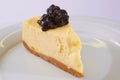 The Blueberry Cheesecake Pie on white plate. Shallow dof. Royalty Free Stock Photo
