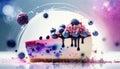 Blueberry Cheesecake White Pink Blue Magical Fantasy Bokeh. Generative AI
