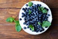 Blueberry cheesecake on a wooden background