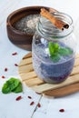 Blueberry, chia and goji vegan pudding