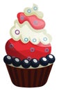 Blueberry and chocolate cupcakeillustration vector Royalty Free Stock Photo
