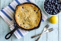 Blueberry Cobbler Baked in Cast Iron Skillet Royalty Free Stock Photo