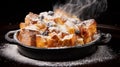 Delicious Jazz Bread Pudding With A Delicate Dusting Of Powdered Sugar