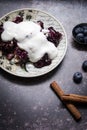 Blueberry crisp with key ingredients