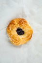 Blueberry Custard Danish served isolated on grey background top view of french breakfast baked food item on grey background Royalty Free Stock Photo