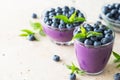 Blueberry dessert in the glass bowl Royalty Free Stock Photo