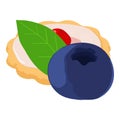 Blueberry dessert icon isometric vector. Fresh ripe blueberry and fruit cookie