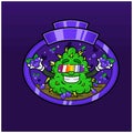 Blueberry Flavor with Weed Mascot Cartoon. Weed Design For Logo, Label and Packaging Product Royalty Free Stock Photo