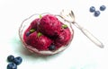 Blueberry fruit ice cream in a cup isolated Royalty Free Stock Photo