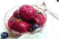 Blueberry fruit ice cream in a cup isolated Royalty Free Stock Photo