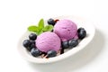 Blueberry ice cream and fruit Royalty Free Stock Photo