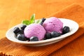 Blueberry ice cream and fruit Royalty Free Stock Photo