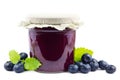 Blueberry jam on white Royalty Free Stock Photo