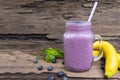 Blueberry juice and Banana smoothies, a tasty healthy drink