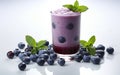 Blueberry Juice White Background -Generative Ai