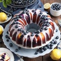 blueberry lemon bundt cake served Royalty Free Stock Photo