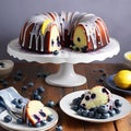 blueberry lemon bundt cake served Royalty Free Stock Photo