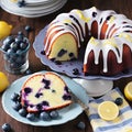 blueberry lemon bundt cake served Royalty Free Stock Photo