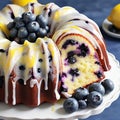 blueberry lemon bundt cake served Royalty Free Stock Photo