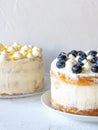 Blueberry and Lemon Curd Mascarpone Cream Cakes Royalty Free Stock Photo