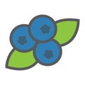 Blueberry line icon, fruit and diet