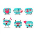 Blueberry macaron cartoon character with love cute emoticon